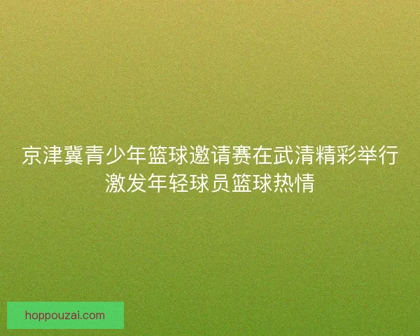 京津冀青少年篮球邀请赛在武清精彩举行激发年轻球员篮球热情